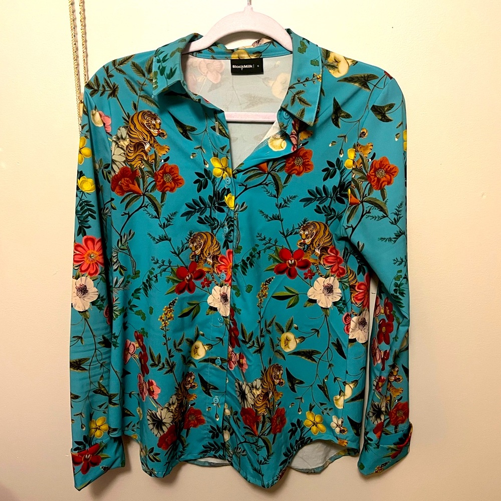 Blackmilk Tropical Tiger Long Sleeve Business Time Shirt